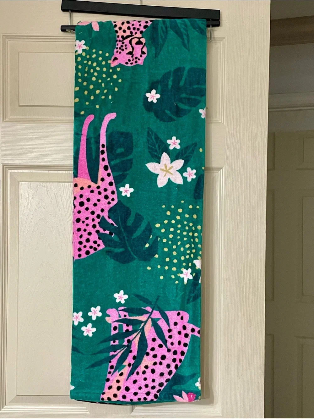 Juicy Couture Teal and Pink Leopard Beach Towel